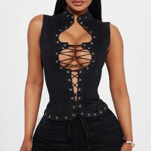 That Girl Denim Top - Black